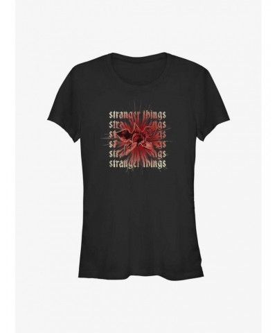 Stranger Things Demogorgon Text Stack Girls T-Shirt $10.21 T-Shirts