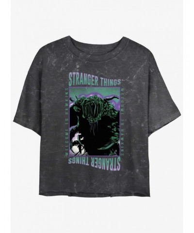 Stranger Things Monster Things Mineral Wash Crop Girls T-Shirt $13.29 T-Shirts