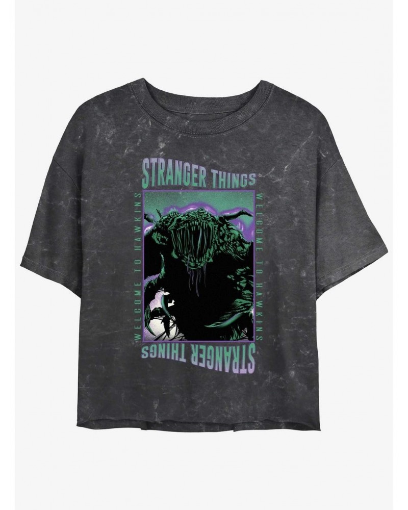 Stranger Things Monster Things Mineral Wash Crop Girls T-Shirt $13.29 T-Shirts