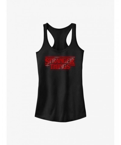 Stranger Things Sparkly Logo Girls Tank $11.45 Tanks