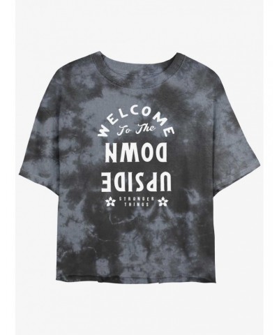 Stranger Things Welcome to the Upside Down Mineral Wash Crop Girls T-Shirt $12.14 T-Shirts