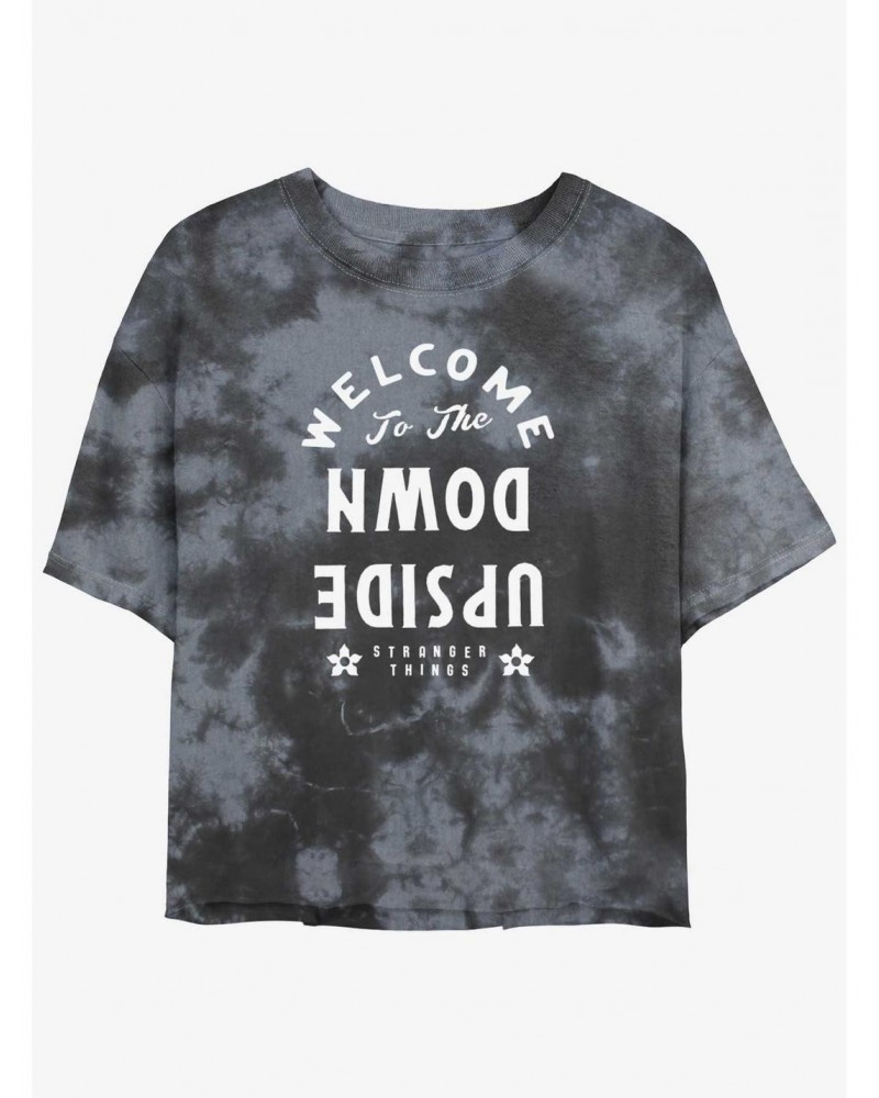 Stranger Things Welcome to the Upside Down Mineral Wash Crop Girls T-Shirt $12.14 T-Shirts