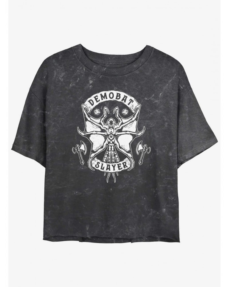 Stranger Things Demobat Slayer Mineral Wash Crop Girls T-Shirt $10.40 T-Shirts