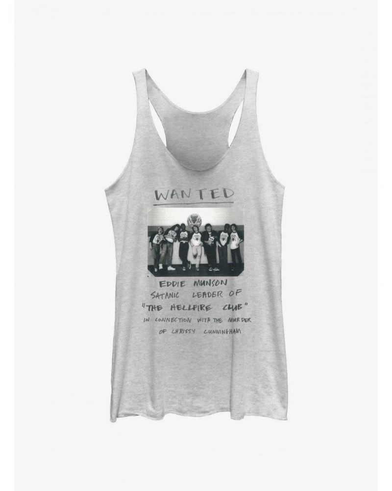 Stranger Things Eddie Munson Wanted Poster Girls Tank Top $11.40 Tops