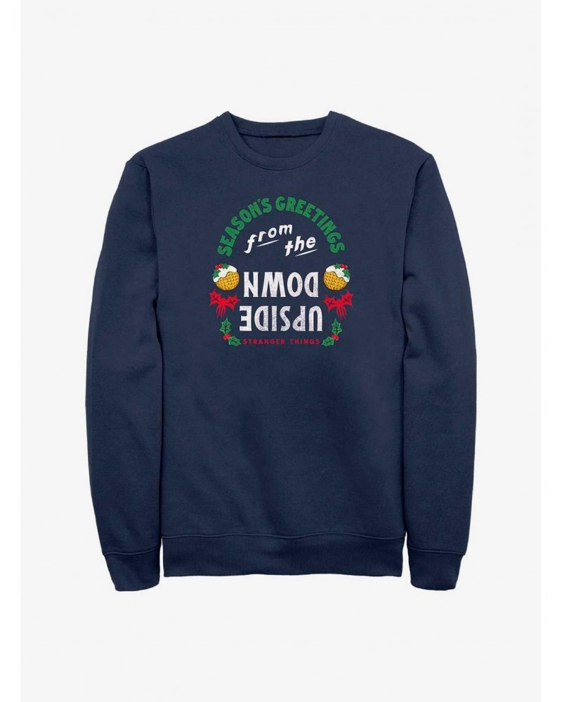 Stranger Things Season's Greetings From The Upside Down Sweatshirt $15.87 Sweatshirts