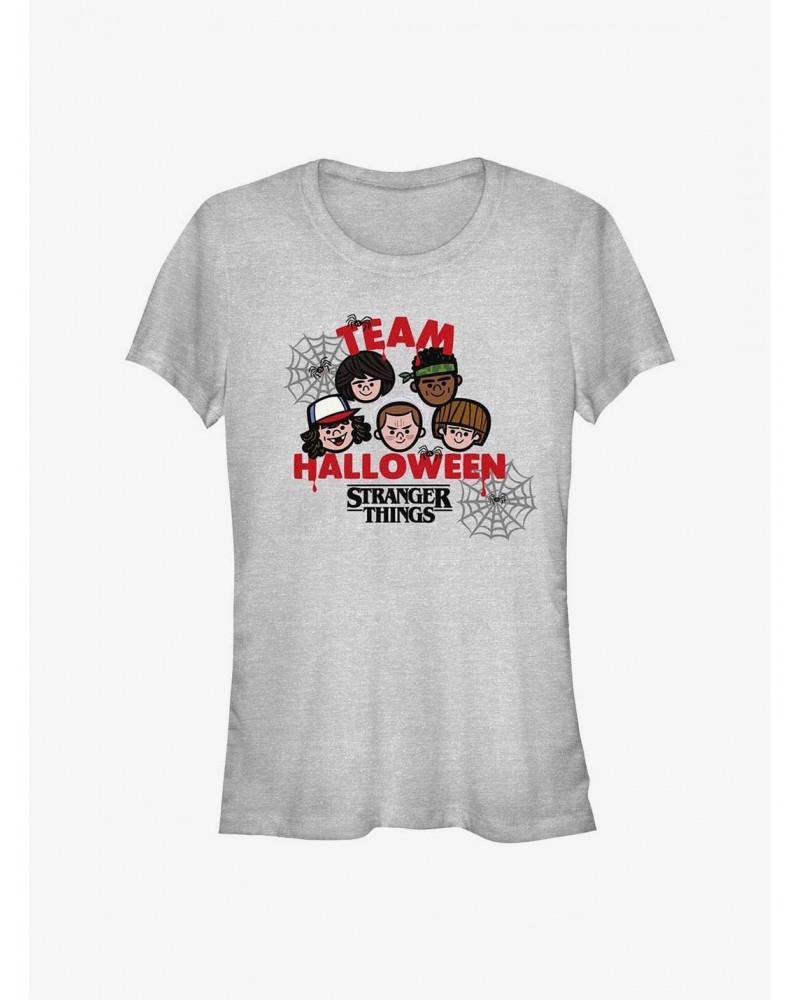 Stranger Things Team Halloween Faces Girls T-Shirt $11.70 T-Shirts