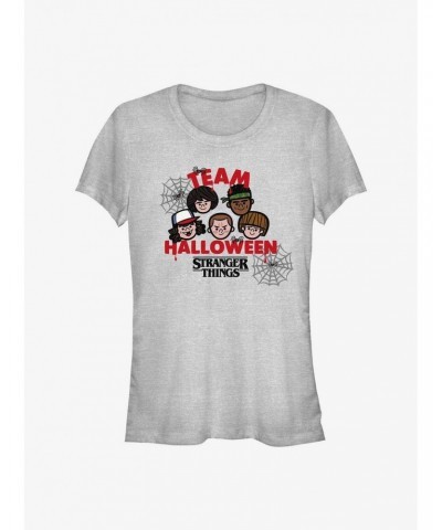 Stranger Things Team Halloween Faces Girls T-Shirt $11.70 T-Shirts