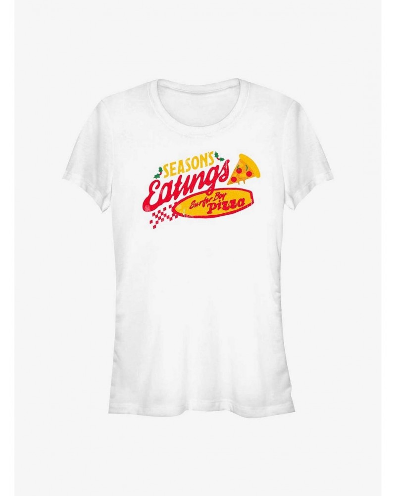 Stranger Things Season's Eatings Surfer Boy Pizza Girls T-Shirt $7.47 T-Shirts