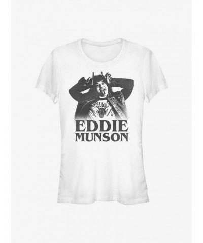 Stranger Things Eddie Munson Horns Girls T-Shirt $9.96 T-Shirts