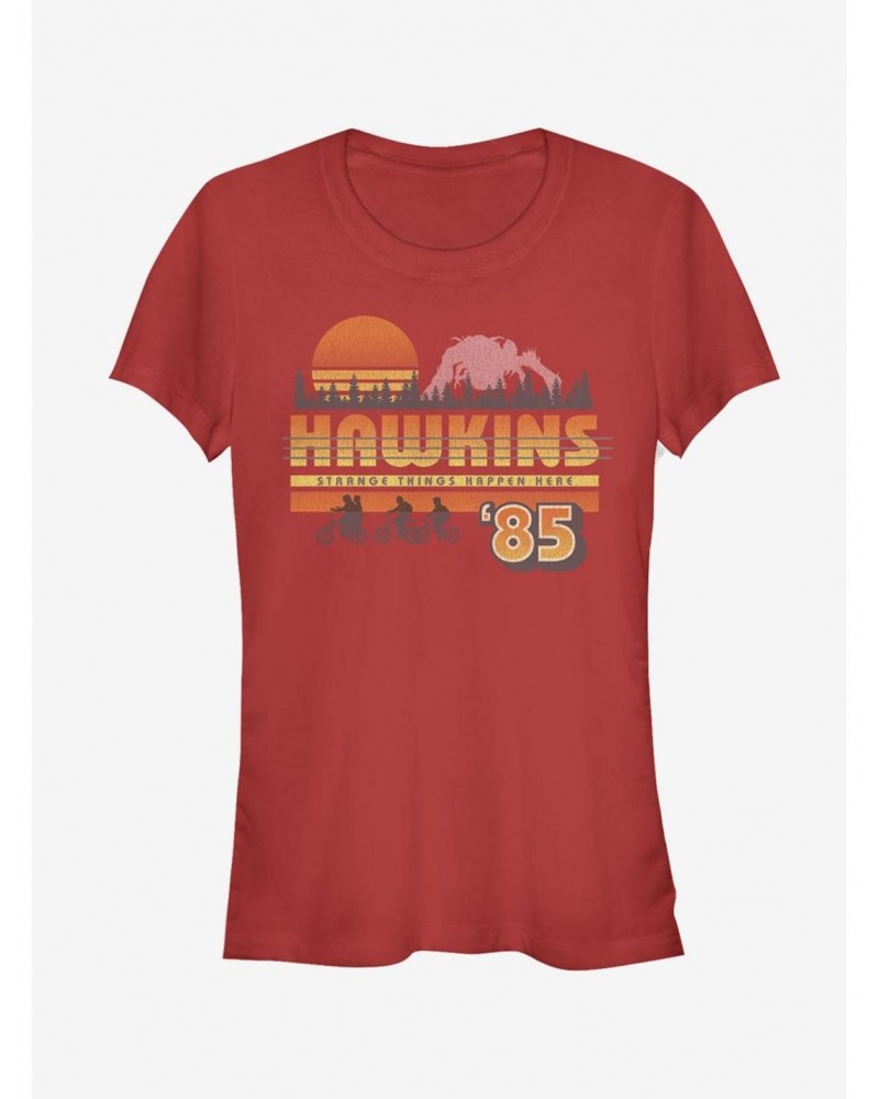 Stranger Things Hawkins Vintage Sunsnet Girls T-Shirt $8.22 T-Shirts