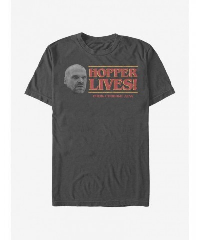 Stranger Things Hopper Lives Head T-Shirt $8.13 T-Shirts