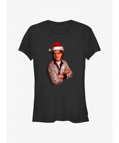 Stranger Things Santa Steve Girls T-Shirt $10.46 T-Shirts