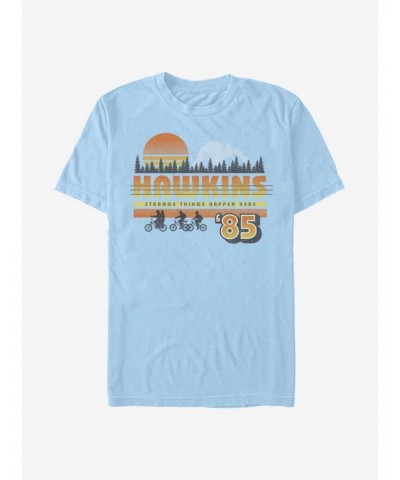 Extra Soft Stranger Things Hawkins Vintage Sunset T-Shirt $11.56 T-Shirts