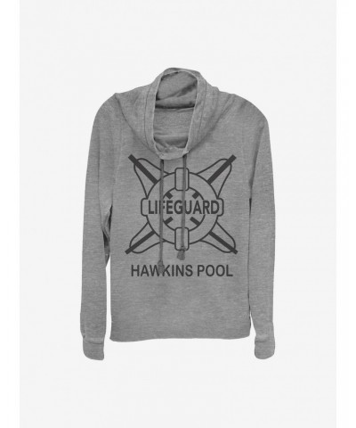 Stranger Things Hawkins Pool Lifeguard Cowlneck Long-Sleeve Girls Top $20.21 Tops