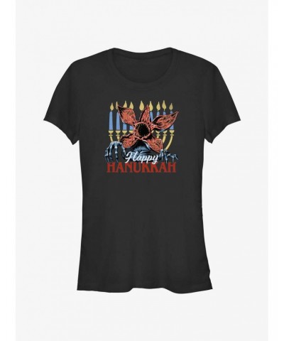 Stranger Things Demogorgon Happy Hanukkah Girls T-Shirt $9.96 T-Shirts