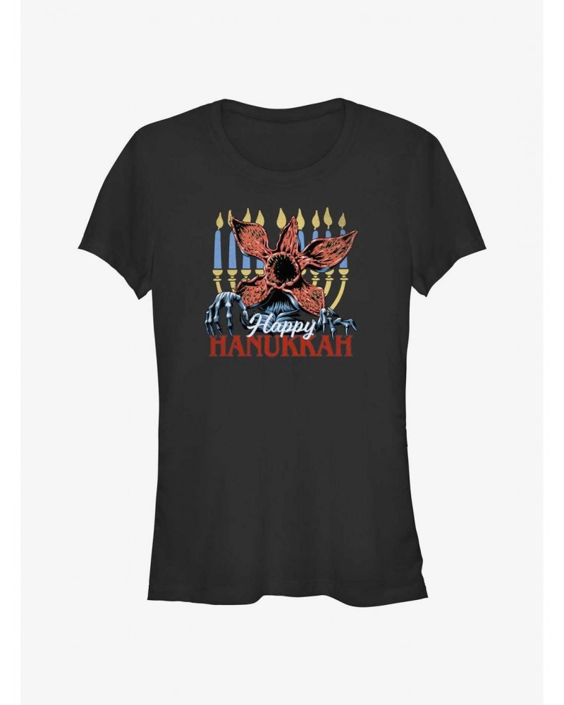 Stranger Things Demogorgon Happy Hanukkah Girls T-Shirt $9.96 T-Shirts