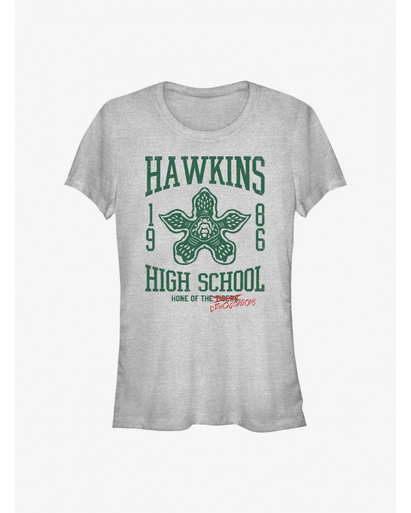 Stranger Things Hawkins High Demogorgons Girls T-Shirt $7.72 T-Shirts