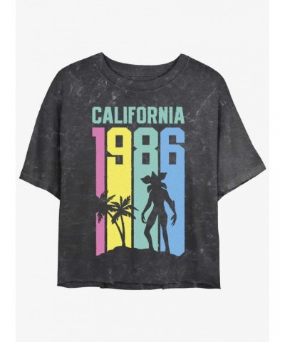 Stranger Things California Demogorgon Mineral Wash Crop Girls T-Shirt $12.14 T-Shirts