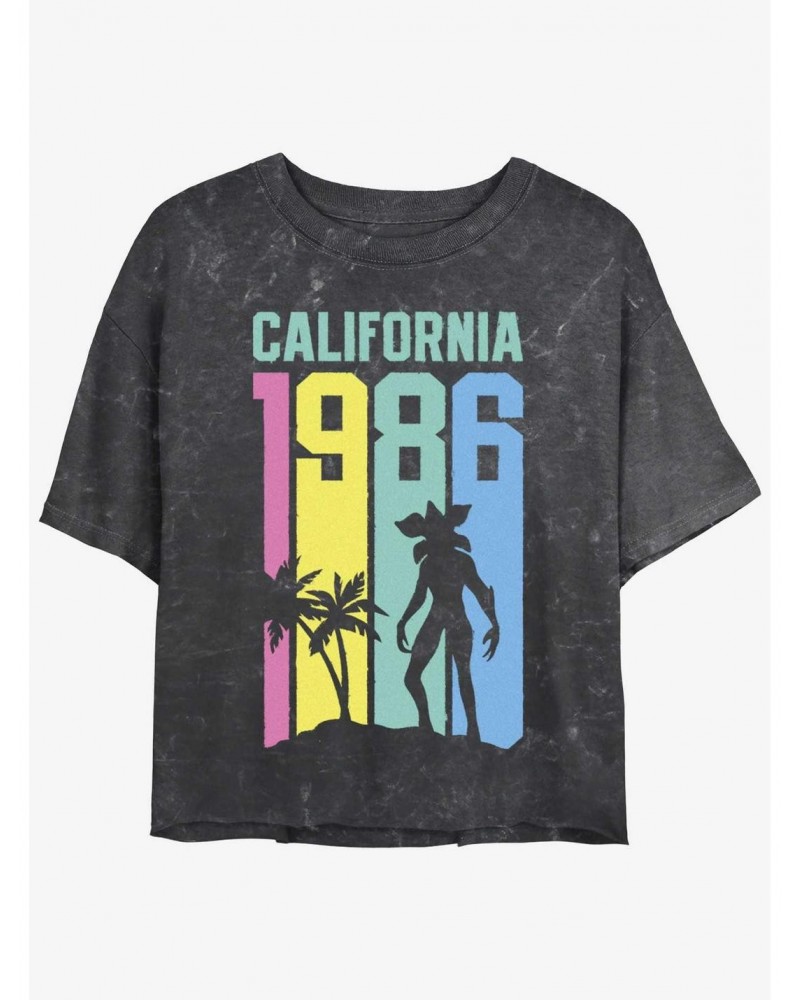 Stranger Things California Demogorgon Mineral Wash Crop Girls T-Shirt $12.14 T-Shirts