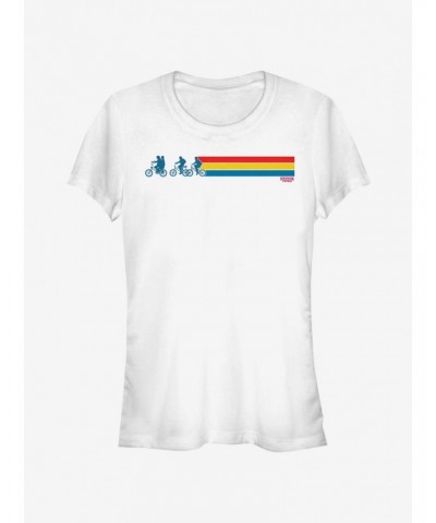 Stranger Things Bikes and Stripes Girls T-Shirt $10.46 T-Shirts