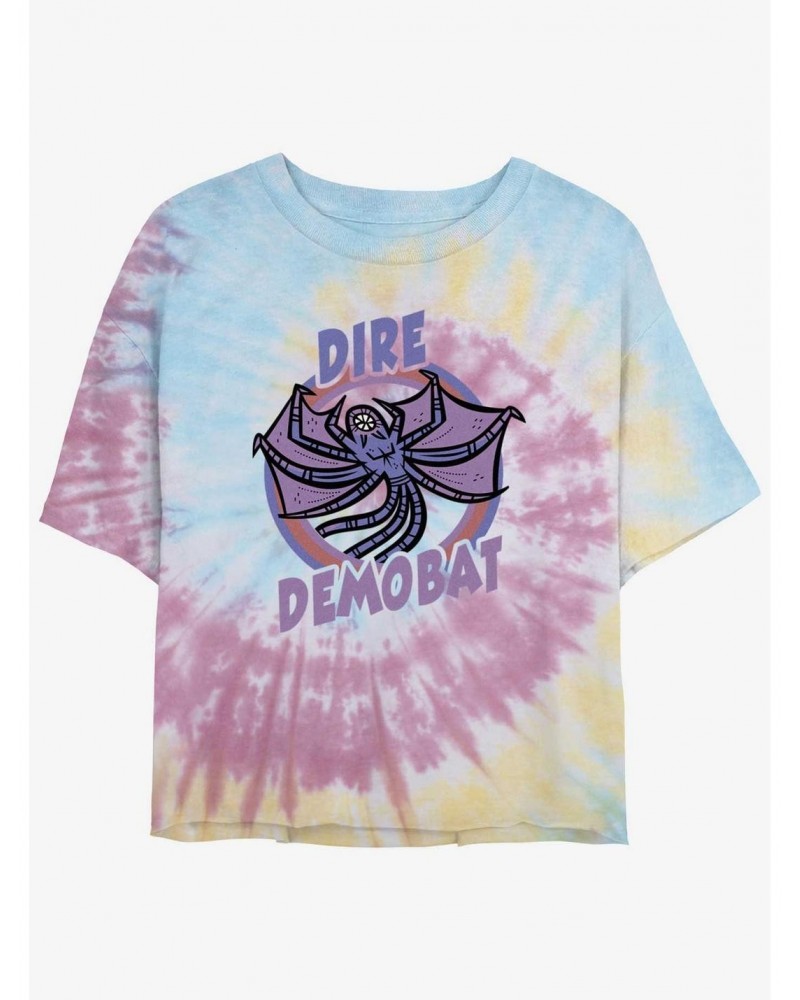 Stranger Things Dire Demobat Tie-Dye Crop Girls T-Shirt $12.64 T-Shirts