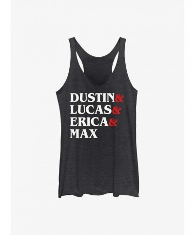 Stranger Things Dustin & Lucas & Erica & Max Girls Tank $9.07 Tanks