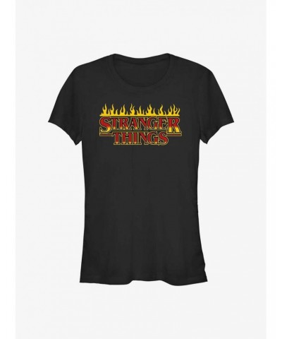 Stranger Things On Fire Logo Girls T-Shirt $11.21 T-Shirts