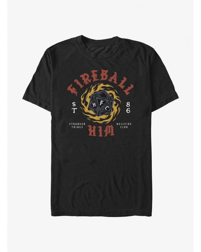 Stranger Things Hellfire Club Fireball Dice Badge T-Shirt $10.04 T-Shirts