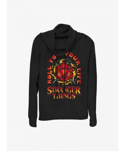 Stranger Things Fire and Dice Cowl Neck Long-Sleeve Top $22.45 Tops