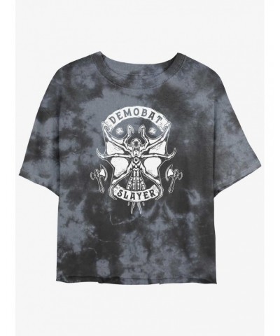 Stranger Things Demobat Slayer Mineral Wash Crop Girls T-Shirt $11.56 T-Shirts