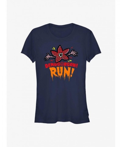 Stranger Things Demogorgon! Run! Girls T-Shirt $11.21 T-Shirts