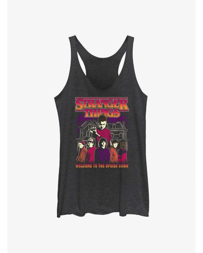 Stranger Things Upside Down Group Girls Raw Edge Tank $8.55 Tanks