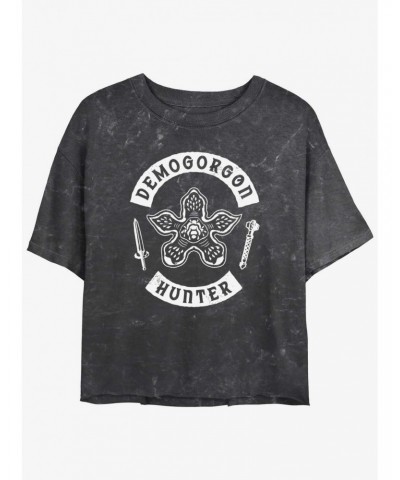 Stranger Things Demogorgon Hunter Mineral Wash Crop Girls T-Shirt $10.12 T-Shirts