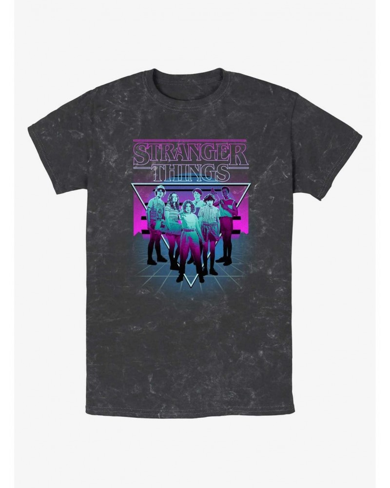 Stranger Things Retro Group Mineral Wash T-Shirt $8.81 T-Shirts