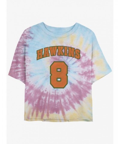 Stranger Things Hawkins Eight Tie-Dye Crop Girls T-Shirt $8.88 T-Shirts