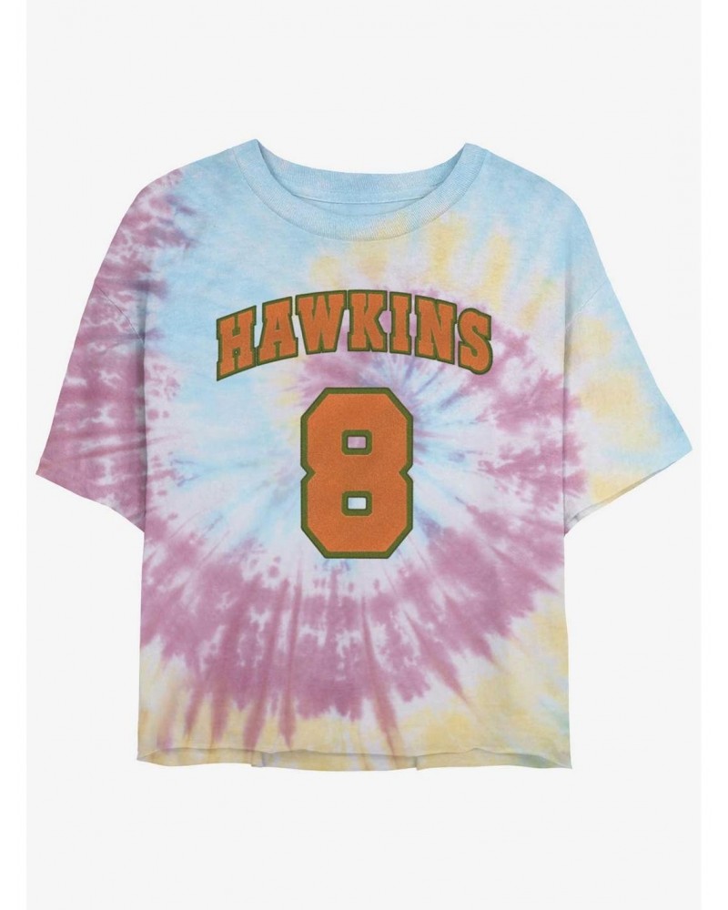 Stranger Things Hawkins Eight Tie-Dye Crop Girls T-Shirt $8.88 T-Shirts