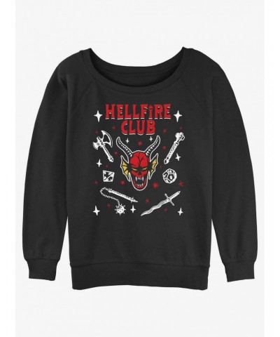 Stranger Things Hellfire Club Devil Girls Slouchy Sweatshirt $18.45 Sweatshirts