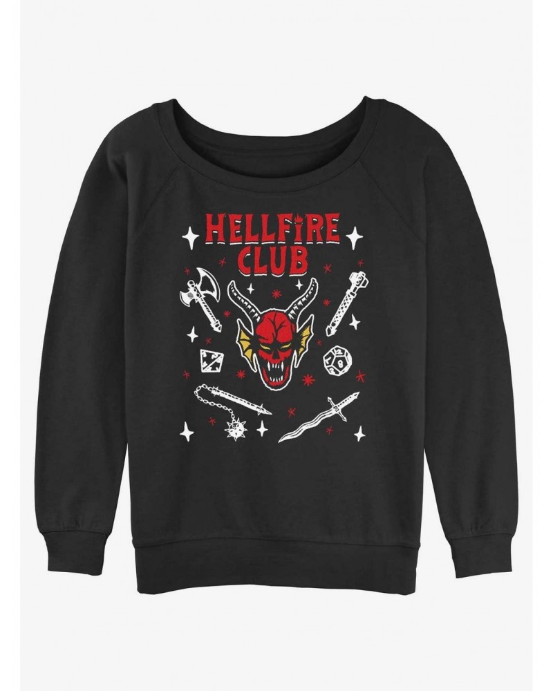 Stranger Things Hellfire Club Devil Girls Slouchy Sweatshirt $18.45 Sweatshirts