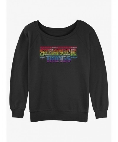 Stranger Things Rainbow Logo Girls Slouchy Sweatshirt $15.13 Sweatshirts