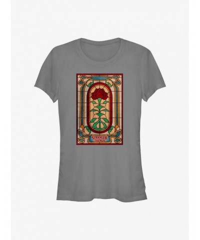 Stranger Things Stained Glass Rose Girls T-Shirt $11.95 T-Shirts