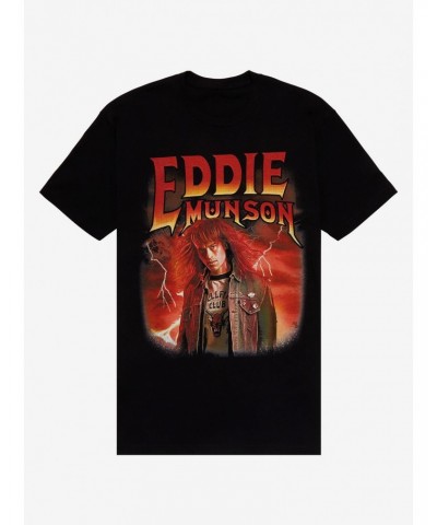 Stranger Things Eddie Munson Lightning T-Shirt $7.89 T-Shirts