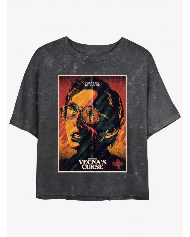 Stranger Things x Butcher Billy Vecna's Curse Mineral Wash Crop Girls T-Shirt $13.29 T-Shirts