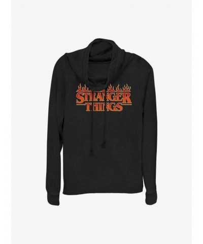 Stranger Things Fire Logo Cowl Neck Long-Sleeve Top $13.47 Tops