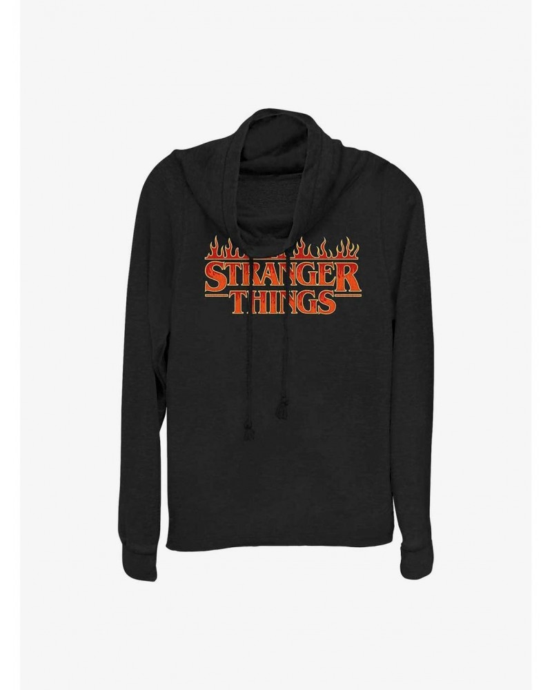 Stranger Things Fire Logo Cowl Neck Long-Sleeve Top $13.47 Tops