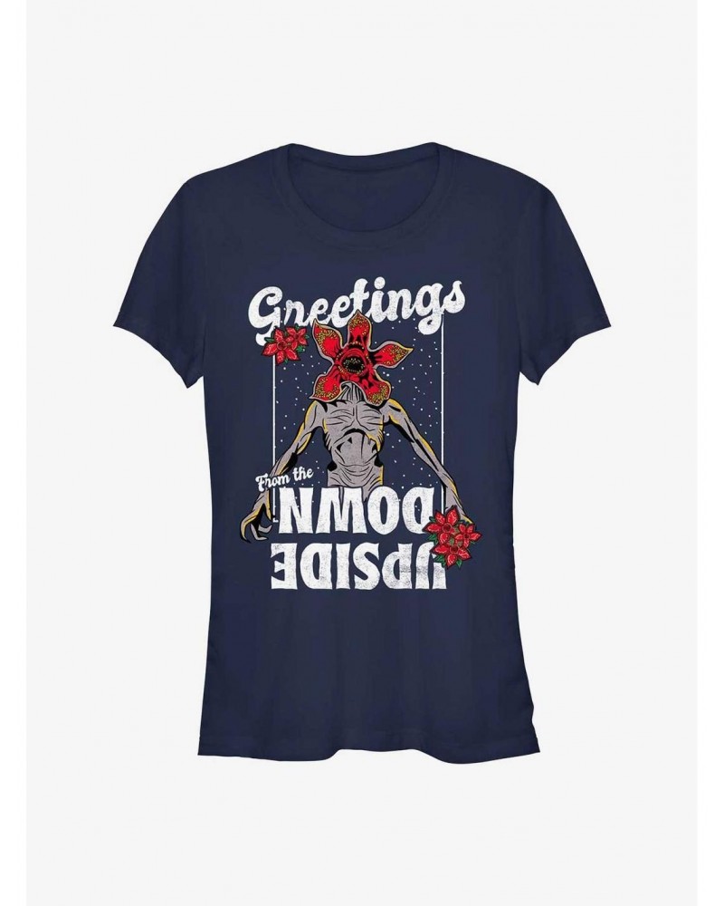 Stranger Things Demogorgon Season's Greetings Girls T-Shirt $10.46 T-Shirts