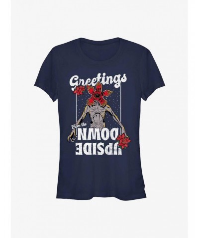 Stranger Things Demogorgon Season's Greetings Girls T-Shirt $10.46 T-Shirts