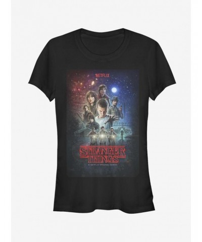 Stranger Things Classic Illustrated Poster Girls T-Shirt $8.22 T-Shirts