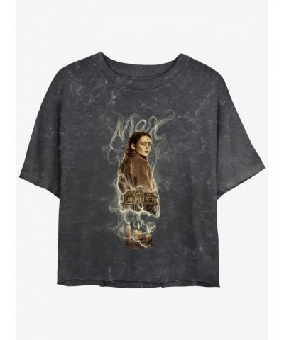 Stranger Things Max Badge Mineral Wash Crop Girls T-Shirt $10.69 T-Shirts