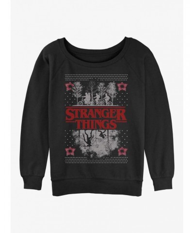 Stranger Things Upside Down Ugly Christmas Girls Slouchy Sweatshirt $11.81 Sweatshirts