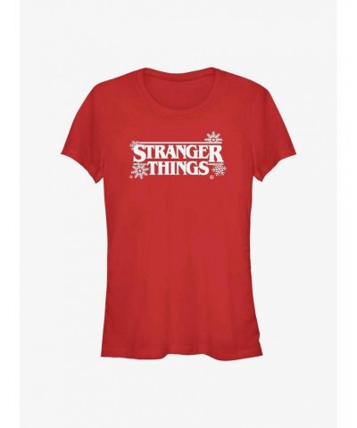 Stranger Things Snowflake Logo Girls T-Shirt $11.45 T-Shirts